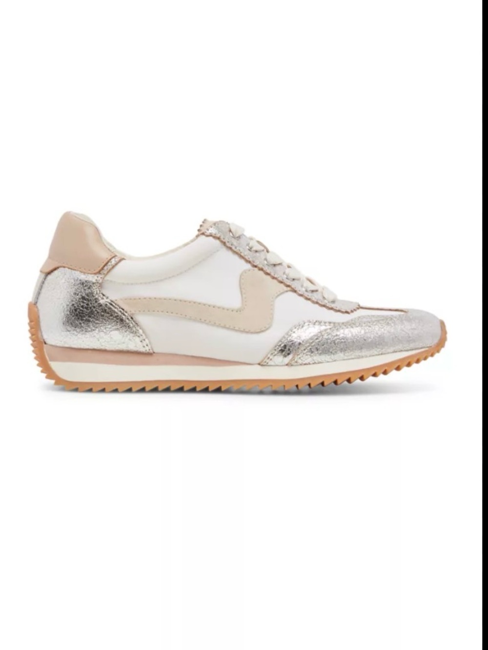 Dolce Vita White And Beige Leather With Silver  Athleisure Sneakers Size 9.5 New